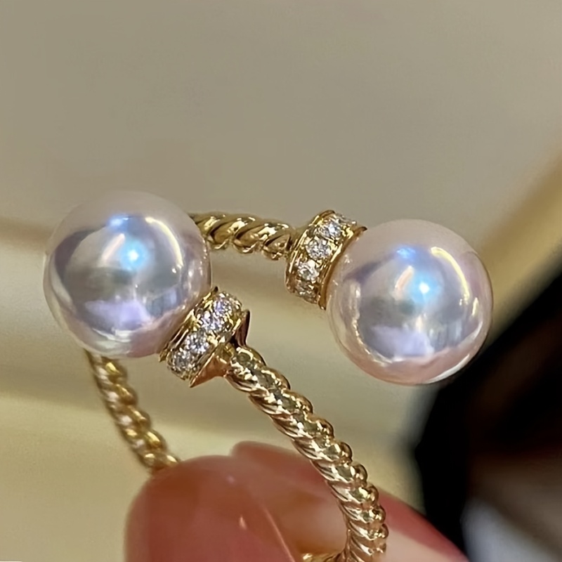 Women's Elegant Imitation Pearl Adjustable Ring, Vintage Style